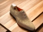 Handmade Beige Wing Tip Shoes, Men's Suede Shoes, Oxford Shoes