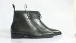 Handmade Black Ankle Cap Toe Boot,Leather Lace Up Boot,Dress Boot
