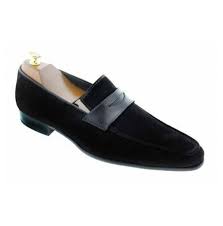 Handmade Black Suede Penny Loafers Formal Shoes,Men's Oxford Shoes