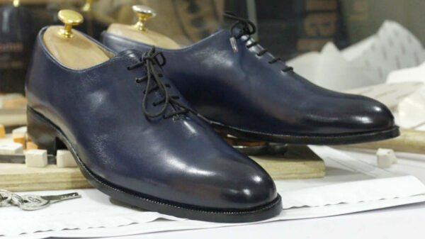 Handmade Blue Leather Lace Up Shoes,Men's Oxford Shoes,Party Dress Shoes