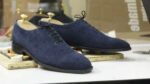 Handmade Blue Suede Shoes,Men's Oxford Lace Up Shoes