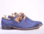 Bespoke Blue Suede Side Lace Up Shoe for Men - leathersguru