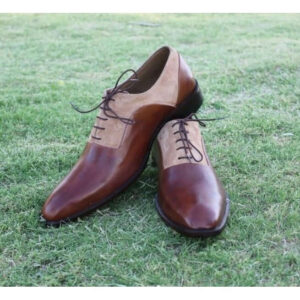 Handmade Brown Beige Suede Leather Shoes, Men's Derby Lace Up Dress Shoes