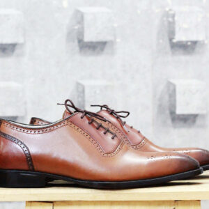 Handmade Brown Brogue Leather Men Shoes, Lace Up Shoes for men's