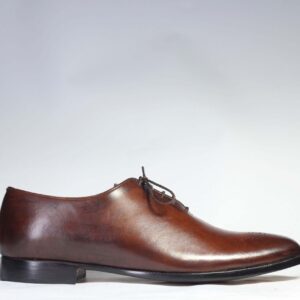 Handmade Brown Brogue Toe Lace Up Leather Shoes For Men's