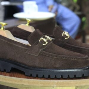 Handmade Brown Horse bit Style Shoes, Rubber Sole Style Shoes For Men's