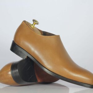 Handmade Brown Leather Half Chelsea Stylish Boot For Men's - leathersguru