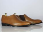 Handmade Brown Leather Half Chelsea Stylish Boot For Men's - leathersguru