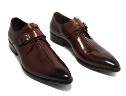 Handmade Brown Pointed Toe Monk Straps Leather Formal Shoes,Men's Oxford Shoes