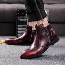 Handmade Burgundy Ankle Side Zipper Leather Boot,Oxford Dress Boot For Men's