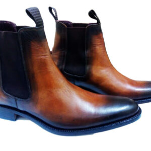 Handmade Chelsea Black & Brown Leather  Fashion Boots For Men's