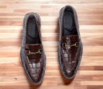 Handmade Cordovan Alligator Texture Horse bit Style Shoes,Slip On Men's Moccasin