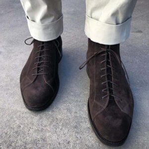 Handmade Dark Brown Lace Up Suede Shoes, Men's Dress Formal Shoes