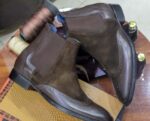 Handmade Dark Brown Leather Suede Ankle High Boot, New Classic Chelsea Brogue Toe Style Boot