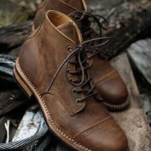 Handmade Dark Brown Vintage Leather Lace Up Style Boot For Men's