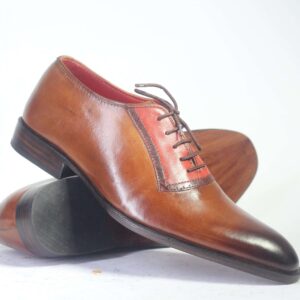 Handmade Former Brown Leather Lace Up Dress Shoes For Men's