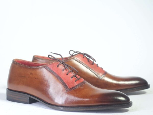 Handmade Former Brown Leather Lace Up Dress Shoes For Men's