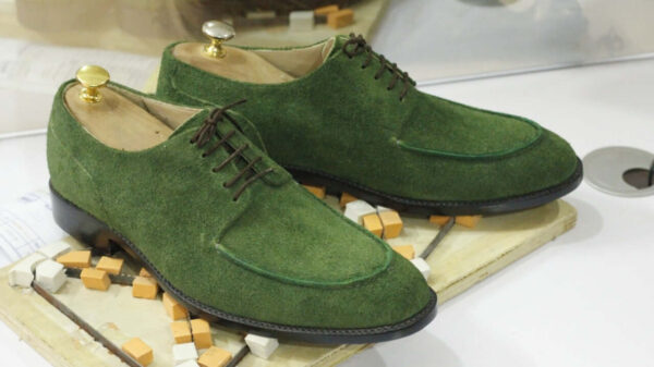 Handmade Green Suede Shoes, Lace Up Dress Shoes