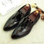 Handmade Leather Black Shoes,Tussles Loafers Mocassion Shoes ,Oxford Shoes