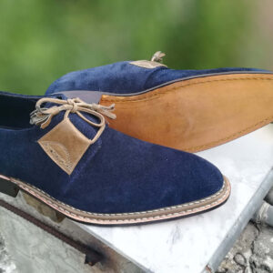 Handmade Luxury Bespoke Derby shoes, Men's Navy Retro Elegant Suede Lace up Shoe