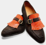 Handmade Men Best Chocolaty Alligator Monk Shoes