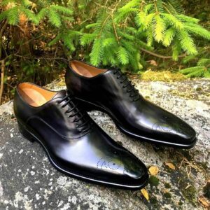 Men Black Leather Brogue Shoes, Men Black Leather Dress Shoes