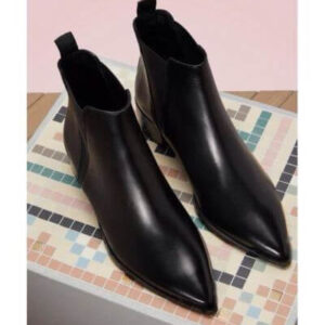 Handmade Men Black Pointed Toe Chelsea Boots, Men Black Leather Ankle Boots