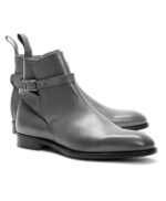 Handmade Men Gray Leather Jodhpurs Ankle Boots For Men's