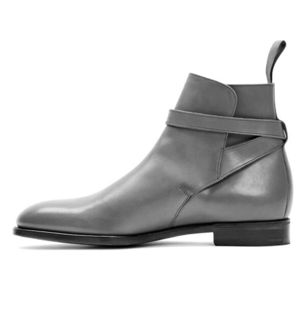 Handmade Men Gray Leather Jodhpurs Ankle Boots For Men's