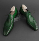 Handmade Men Green Leather Chukka Lace Up Shoes - leathersguru