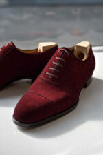 Handmade Men Maroon Oxford Cap Toe in Suede