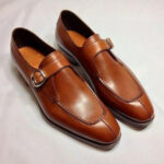 Men Tan Brown Formal Monk Shoes, Men Dress Leather Shoes, Shoes For Men