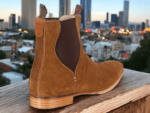 Handmade Men's Ankle High Brown Suede Chelsea Boot