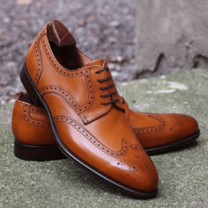 Bespoke Brown Wing Tip Brogue Lace Up Shoe for Men's - leathersguru