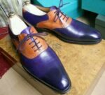 Handmade Men's Casual Shoes, Men's Purple Brown Color Leather Lace Up Casual Shoes.