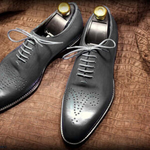 Handmade Men's Gray Color Shoes Derby Brogue Leather Lace Up Formal Shoes