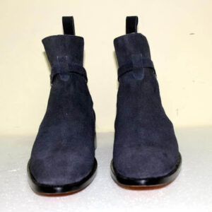 Handmade Men's Jodhpurs Boot, Men's Navy Blue Color Suede Jodhpurs Buckle Fashion Boot