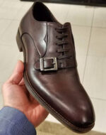 Handmade Men's Leather Formal Shoes, Dark Brown Leather With Monk Lace Up Shoes