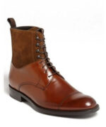 Handmade Men's Leather & suede Boots, Ankle High Lace up Shoes