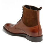 Handmade Men's Leather & suede Boots, Ankle High Lace up Shoes