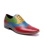 Men's Multi Color Shoes, Men's Leather Wing Tip Lace Up Casual Shoe.