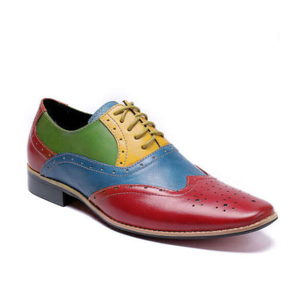 Men's Multi Color Shoes, Men's Leather Wing Tip Lace Up Casual Shoe.