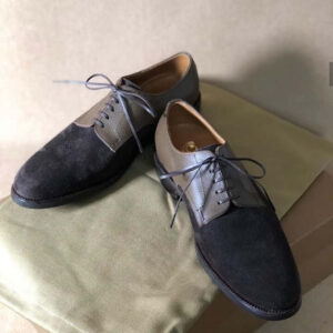 Handmade Men's Navy Blue Suede Leather shoes, Men's Derby Lace Up Designer Shoes