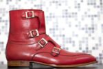 Handmade Men's Pure Leather Forth  Monk Ankle High Boot