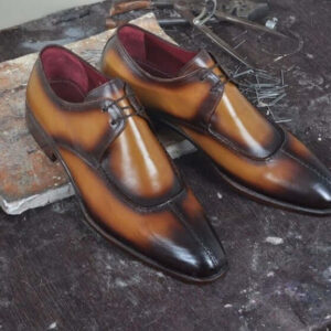 Handmade Men's Split Toe Shoes, Men's Brown Lace Up Leather Shoes