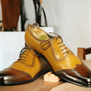 Handmade Men's Tan Brown Wing Tip Leather Dress Shoes, Men Designer Fashion Shoe