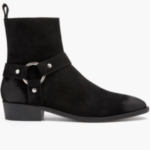 Mens Black Suede Ankle Boots, Men Punk Rock Style Zipper Boot,