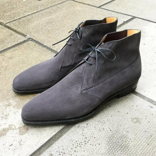 Handmade Gray Half Ankle Suede Lace Up Men's Boot,oxford Boot - leathersguru