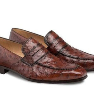 Handmade Men's Ostrich Skin Tassle Loafer Shoes, Stylish Formal Shoes For Men's