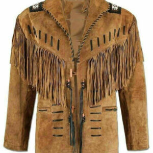 Handmade Men's Western Suede leather jacket, Men coy boy western Fringe Jacket - leathersguru